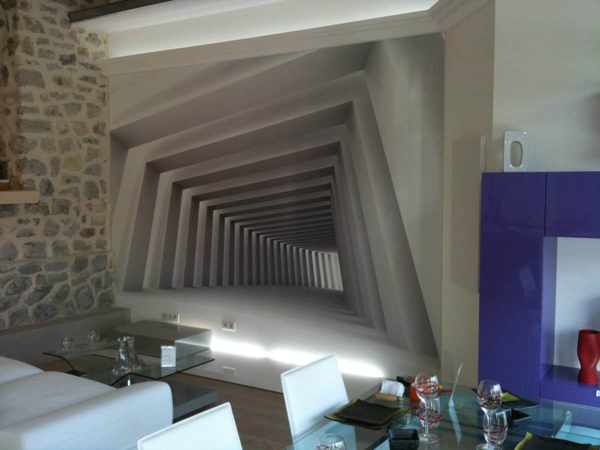 Toile imprimée tunnel en perspective dans une salle à manger